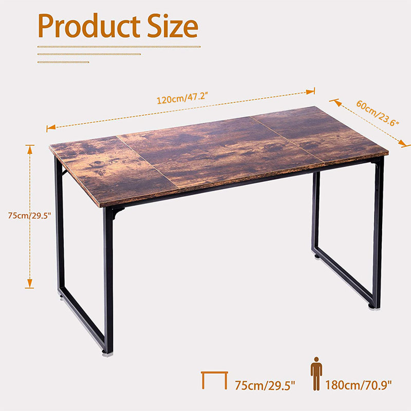 Leyte Metal Base Desk Shell, Brown, 75 cm H x 120cm W x 60cm D