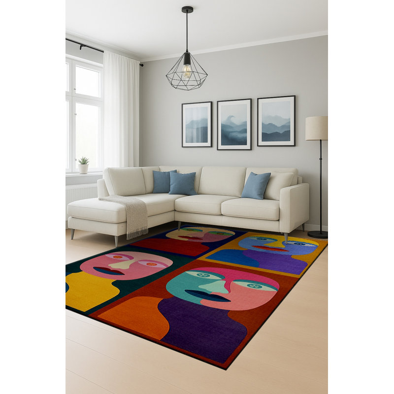 Tapis tissé à motif abstrait rouge Mosso, 3 pi 3 po x 9 pi 10 po