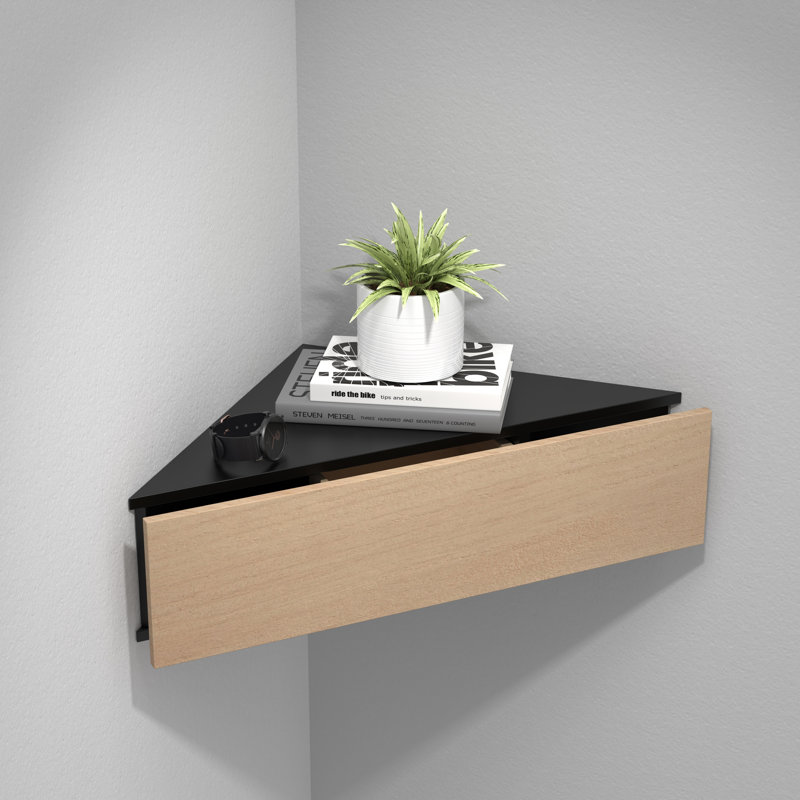 Sariel 60cm W Manufactured Wood Bedside Table, Black