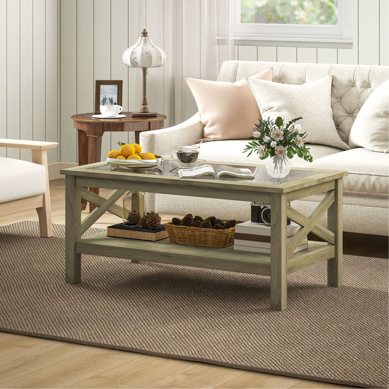Table basse en verre, Gris