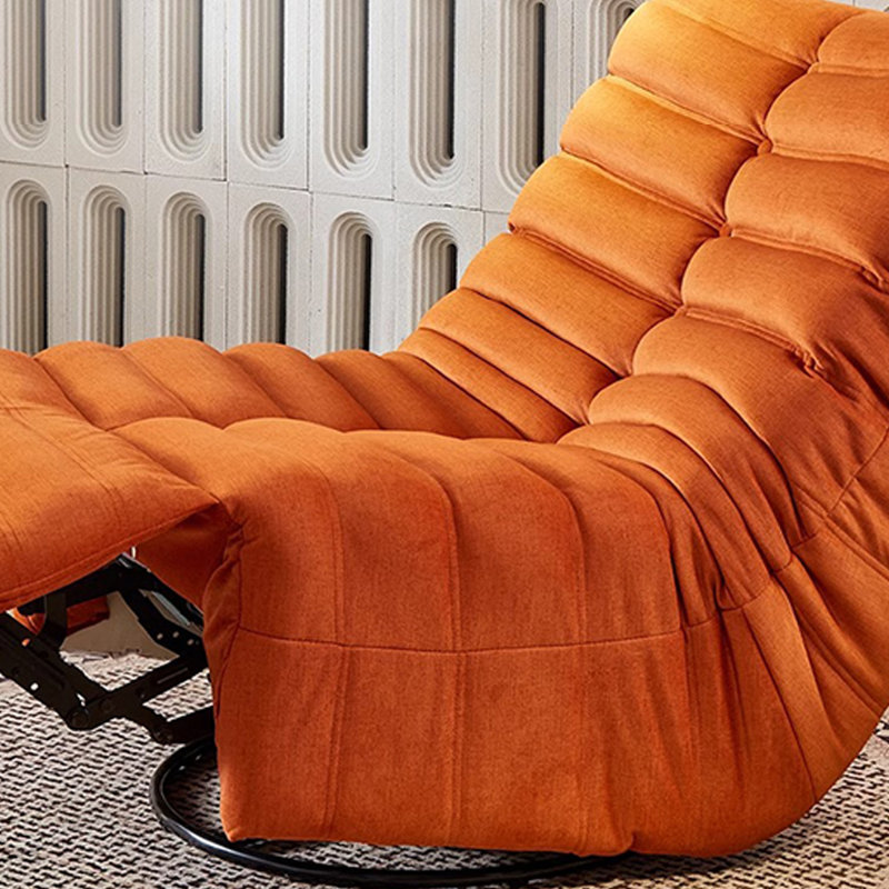 Ergonomic Functional Recliner with Storage Pocket, Orange Polyester Fiber