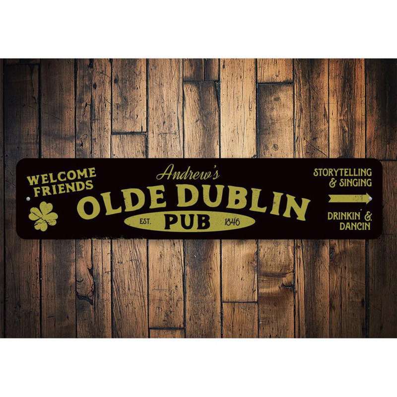 Plaque en aluminium Olde Dublin, H 6 po x l 24 po x P 0,06 po
