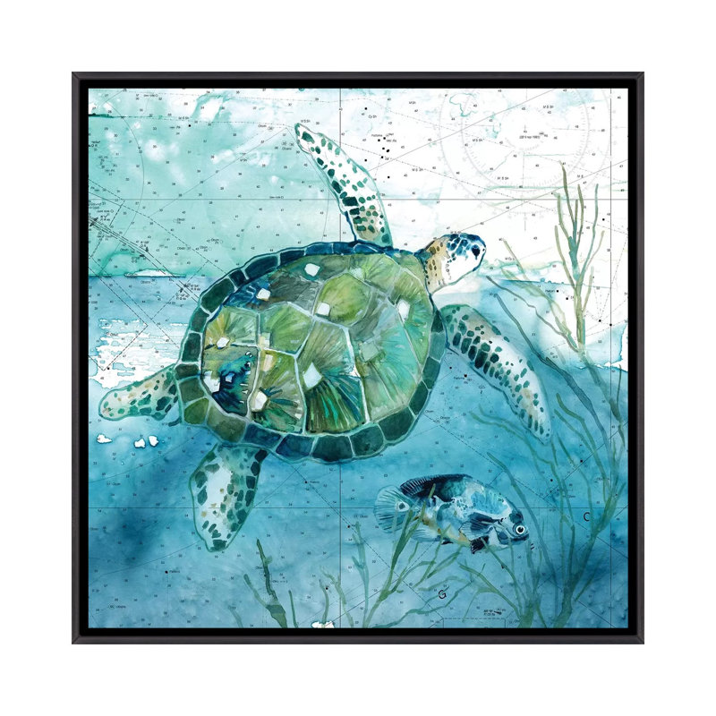 « Island Swim I » par Carol Robinson, reproduction d’art, Pas de tapis, H 37 po x l 37 po x P 1,5 po