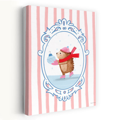 Whimsy Ice Skating Critter 2 by Rachel Nieman - Wrapped Canvas Print
