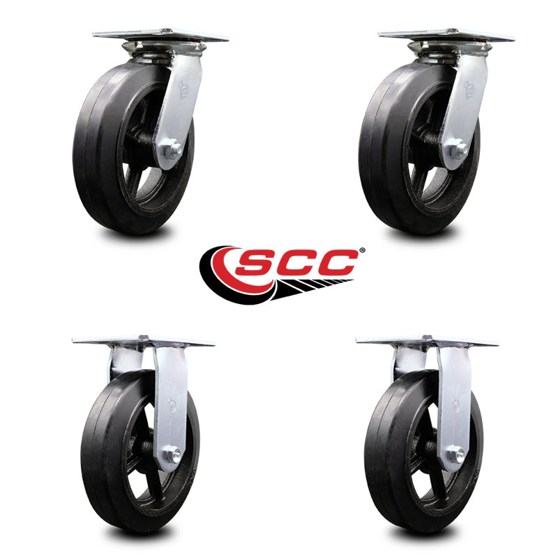 4-Piece Rubber and Steel Caster Set