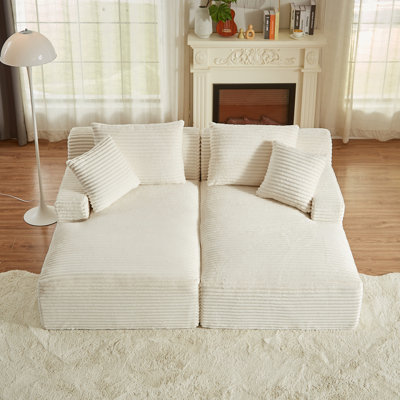 Méridienne compressible double - aucun assemblage requis, causeuse moelleuse moderne pour lire dans la chambre à coucher