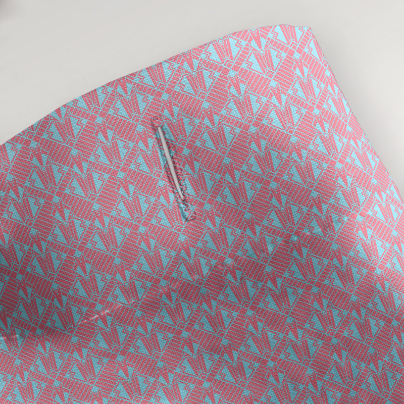 Rideau simple art déco, Rose / rayures bleues 2