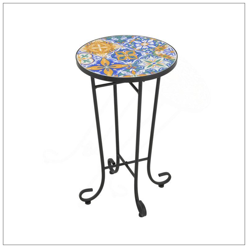 Table d'appoint de patio, colorée et noire