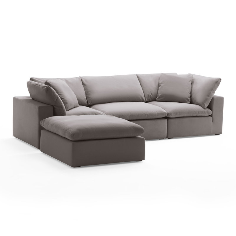 Canapé modulaire Calana, Ardoise, 4 pièces (2 d'angle, 1 sans accoudoirs, 1 repose-