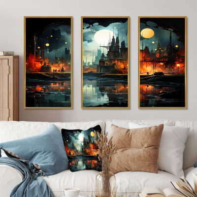 Onyx Outline Industrial Horizon - ensemble d'art mural usines