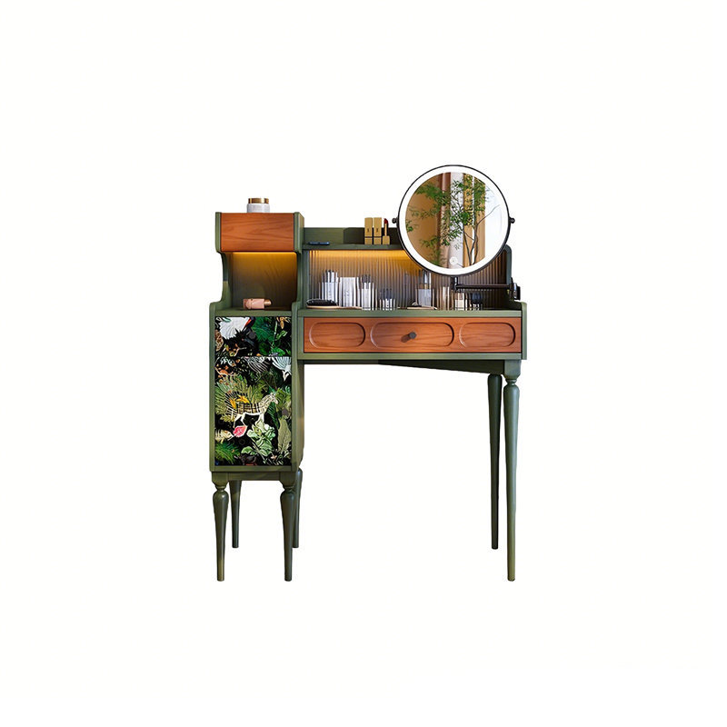 Coiffeuse 35,83 "en bois massif vert minimaliste