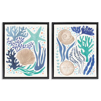  Ensemble de 2 toiles flottantes encadrées "Coastal C Courants" par Véronique Charron