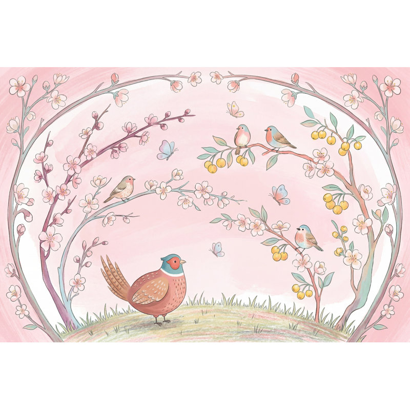 Décoration murale vignette amovible cerisier en fleurs, Non tissé, 140 po x 108 po