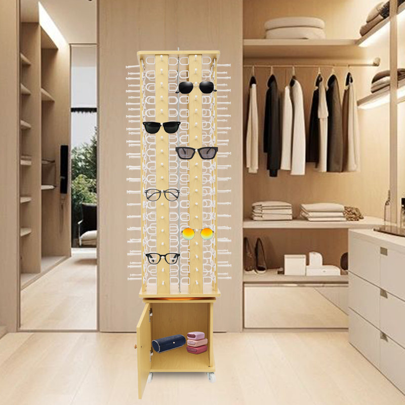 Présentoir à lunettes sur pied à 4 côtés, Or brossé