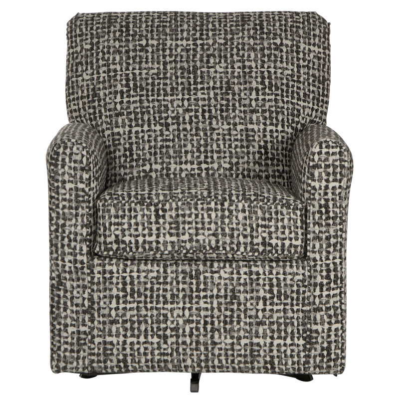 Brytanni Upholstered Swivel Armchair with Comfort Coil Seating, Gray 100% Polyester