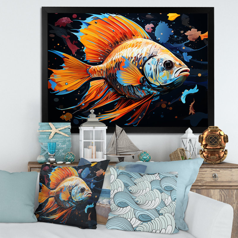 Orange orange Pop Art, H 24 po x l 32 po x P 1 po, Cadre flottant noir