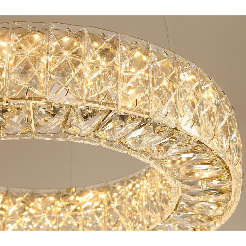 Glam Dimmable Crystal Chandelier, Gold