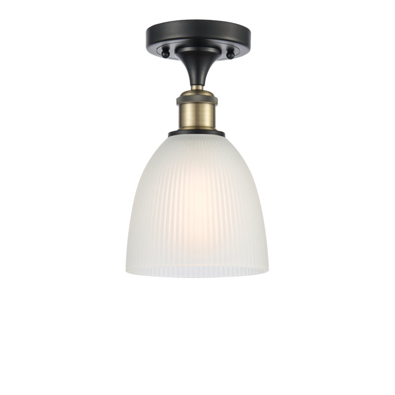 Plafonnier semi-encastré 1 lumière Madelina, Blanc, Ampoule DEL 6 watts Vinage, Laiton antique noir