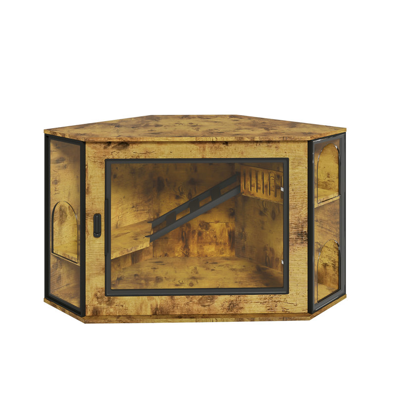 Litière pour chat 48 "multifonctionnelle avec porte en acrylique, conduit et structure d'escalade pour chats