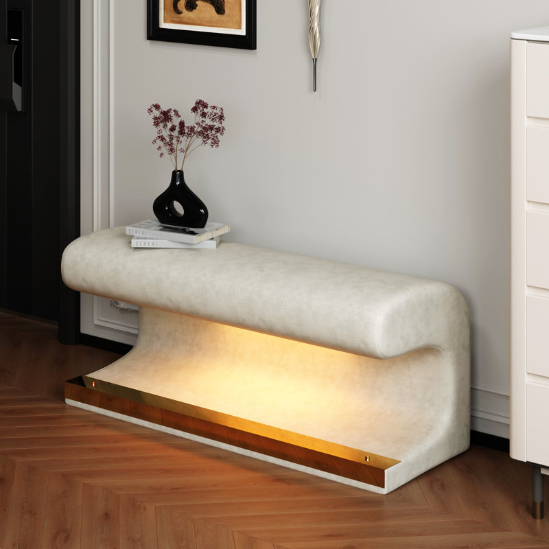 Repose-pieds rembourré Cokeley, Beige