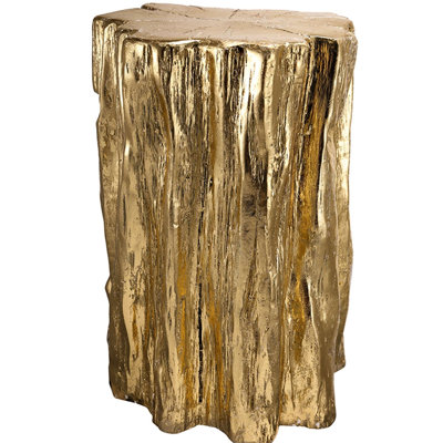 13.5x13x20" Golden Tree Trunk Stool, Antique Gold Magnesium, And Intriguing, Adds Character To Living Room, Office, Bedroom Exquisite, Luxury