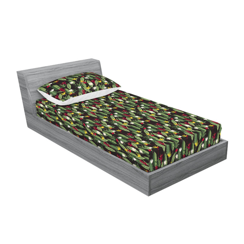 Drap-housse et taie décorative Ambesonne, Ensemble de draps pour lit simple avec 1 taie d'or