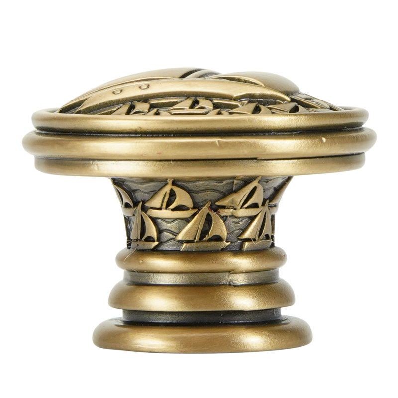 YACHT CLUB SAILBOAT KNOB, Museum Gold