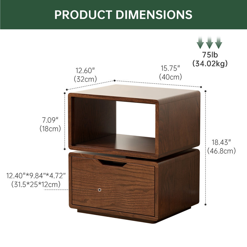 Solid Oak Swirling Side Table-Brown Oak, Brown Oak
