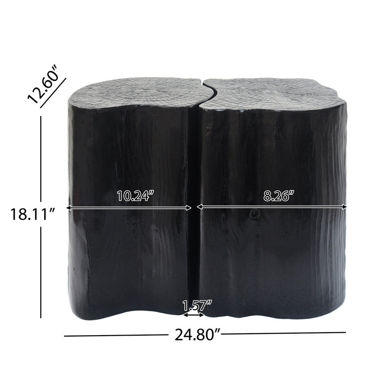Table de bout irrégulière Black 21, conception en deux parties pour l'intérieur et l'extérieur, solution pour petits espaces et couleur en fibre de verre