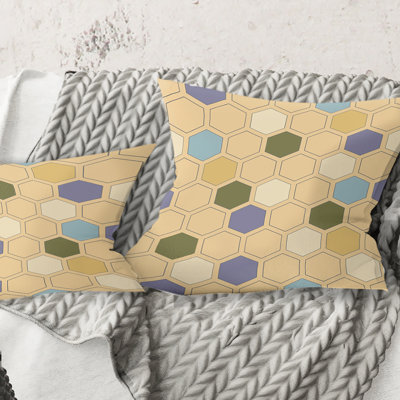 Coussin décoratif rétro à motif hexagonal X - Mid-Century