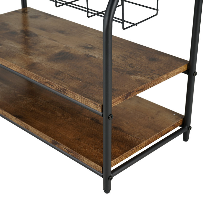 Ensemble de 2 présentoirs de 30 po avec 2 paniers grillagés et 2 tablettes de rangement, Marron clair