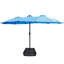 - Parasol de patio 15X9pi avec et base - Double rectangulaire bleu pour usage résidentiel