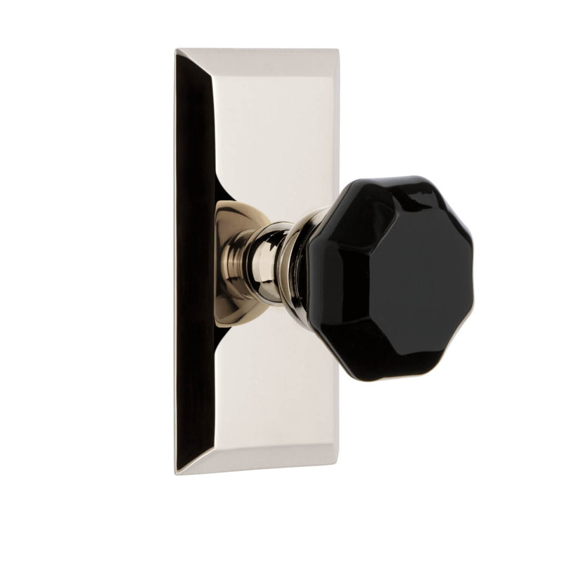 Grandeur Fifth Avenue Short Plate With Lyon Knob, Polished Nickel