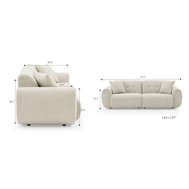 Minimore Modern Style Modular Nora 3s Sofa, Beige