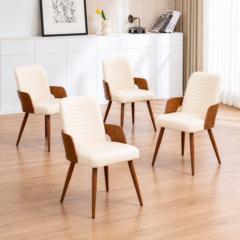 Ensemble de 4 chaises de salle à manger rembourrées Hitney, Beige