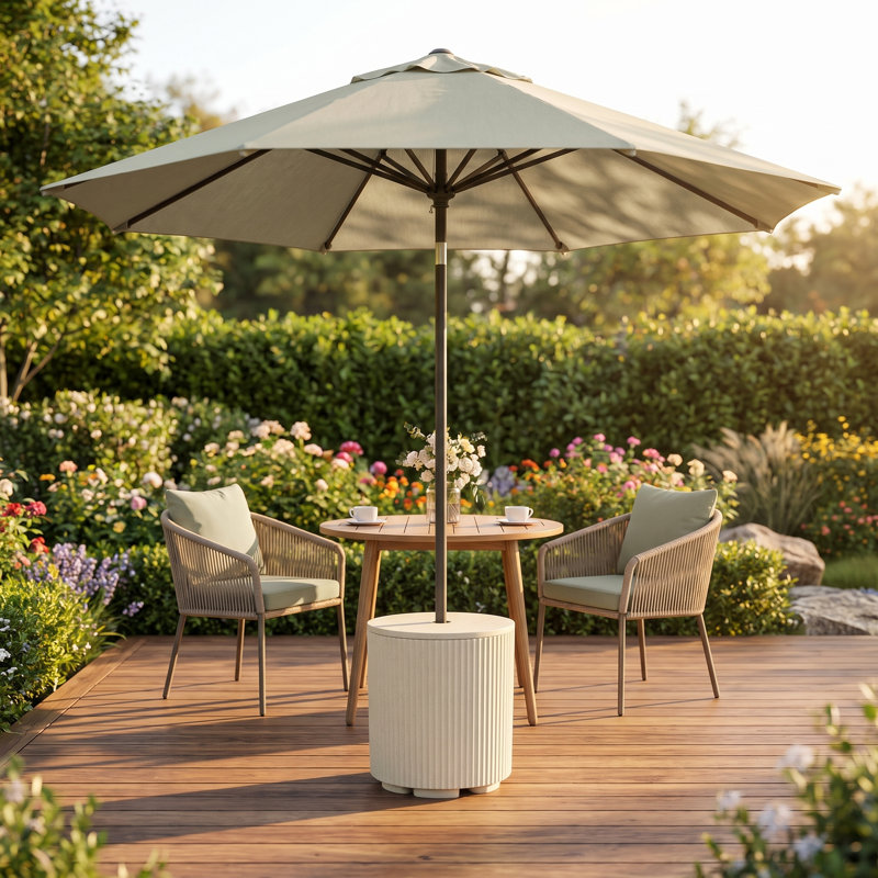 Base de parasol de table d'extérieur moderne, Beige, H 16,7 po x l 14,8 po x P 14,8 po