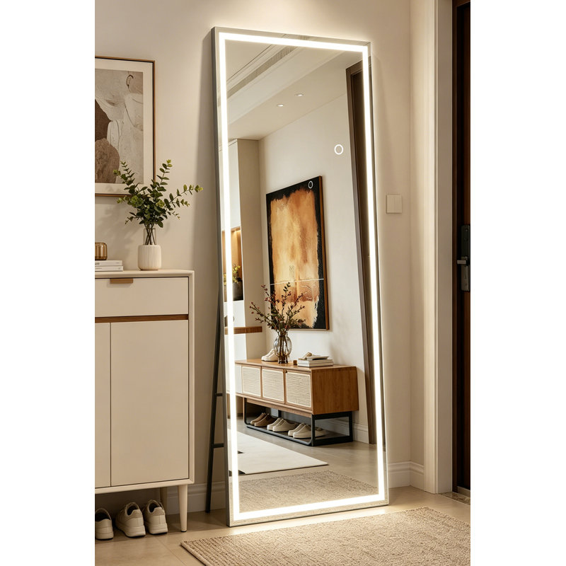 Full Body Mirror, LED Full-Length Mirror - Floor Standing And Wall Mounted Vanity Mirror With Adjustable Light, 67" x 22"