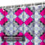 Rideau de douche moderne moderne à motif géométrique bleu magenta avec 12 crochets-129036603