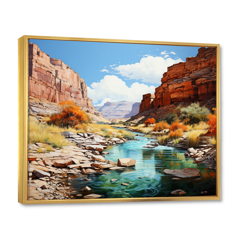 «Blae Neveda Canyon Scenery III», reproduction sur toile, H 30 po x l 40 po x P 1,5 po, Cadre flottant doré