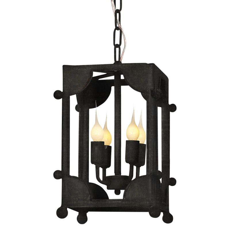 Luminaire suspendu lanterne 4 lumières Chelsea, H 9 po x l 9 po x P 9 po, Noir antique