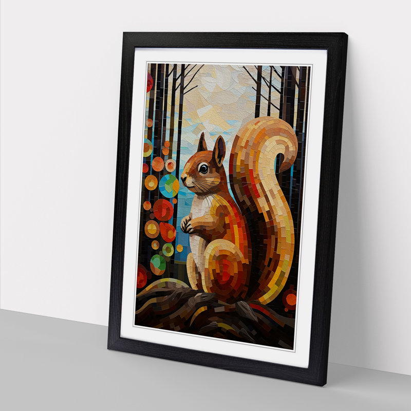 Squirrel Constructivism - Framed Print, Black, 34cm H x 25cm W x 2cm D