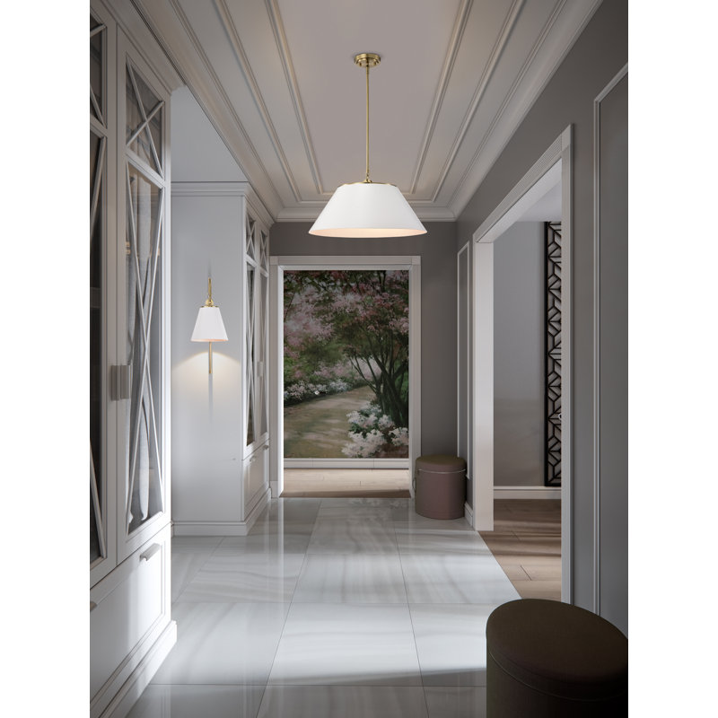 Sanjuana Armed Sconce, White/Vintage Brass