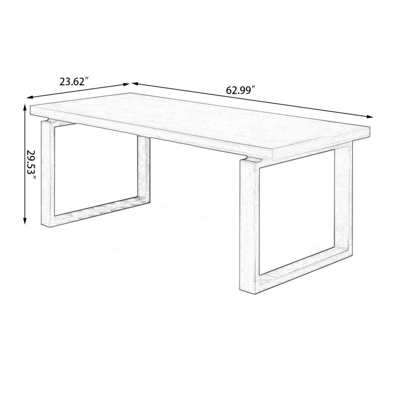 Bureaux rectangulaires bruns en bois massif, H 29,53 po x l 62,99 po x P 23,62 po