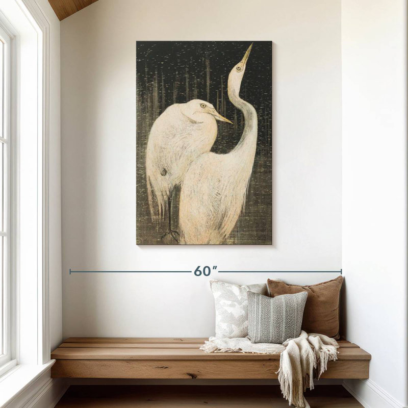 Brampt Twee Zilverreigers, 45" H x 30" W