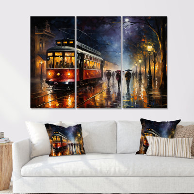 «Vintage Rainy Evening Paris - Train», art mural rétro