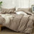 MooMee Lightweight Duvet Cover Set with Zipper Closure 8 Ties 100% Washed Cotton Linen Like Textured Soft Breathable All-Season-111219970-111990382
