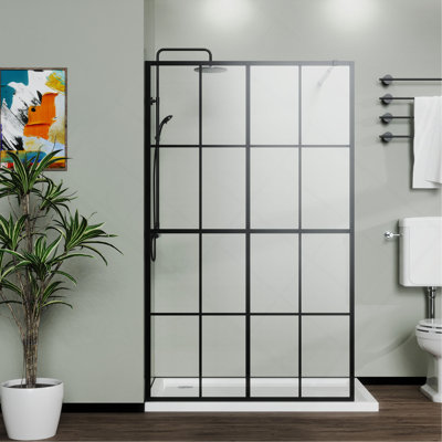 46" X 72" Shower Screen Walk-In Wet-Room Black