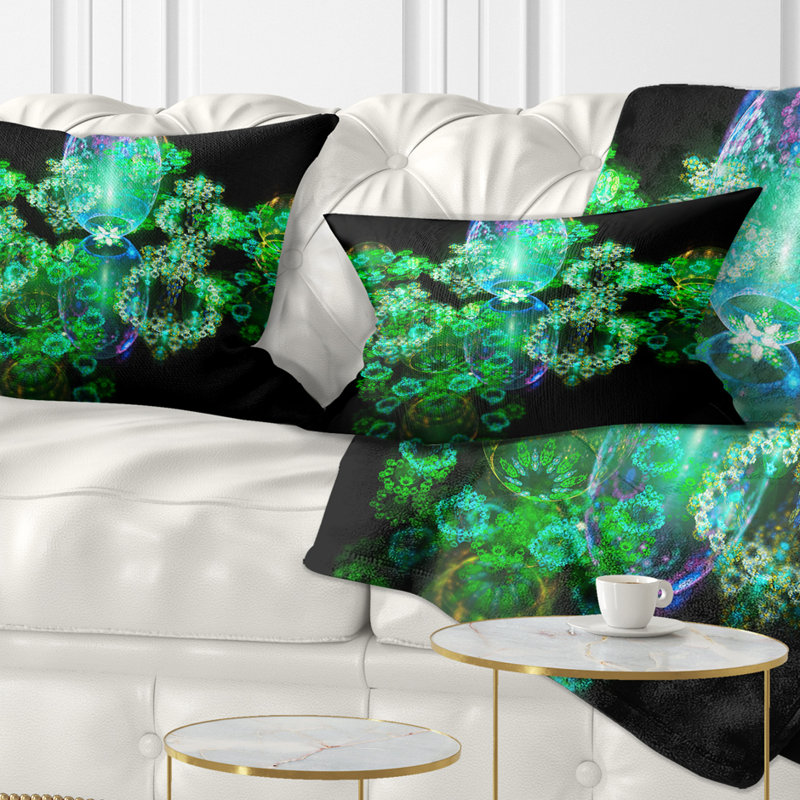 Gouttes d'eau sur miroir - coussin abstrait imprimé, vert