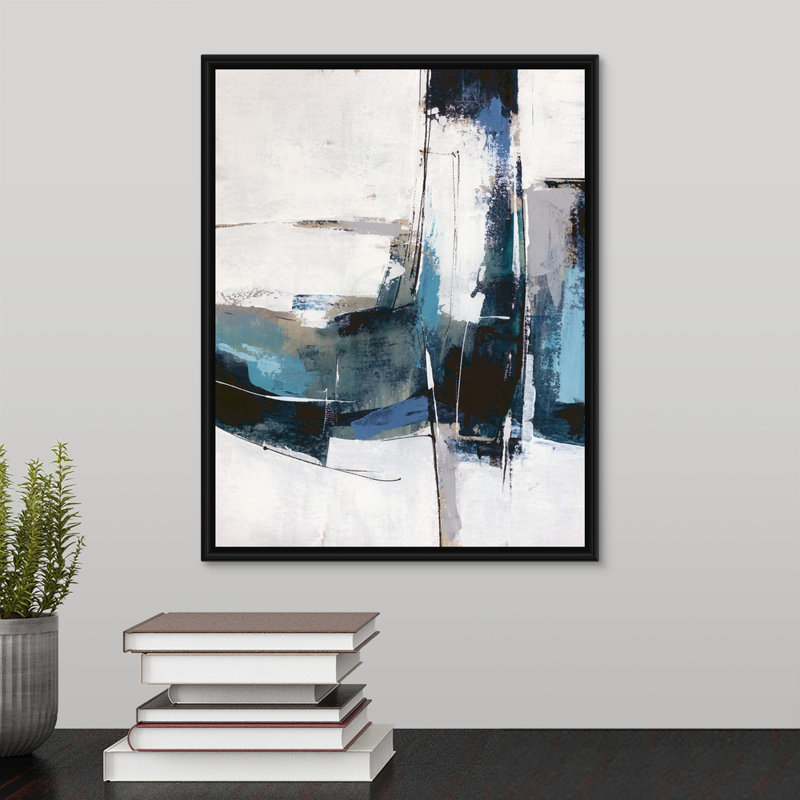 « horizon quest ii », peinture sur toile, Cadre flottant noir, H 15,7 po x l 12,7 po x P 1,75 po