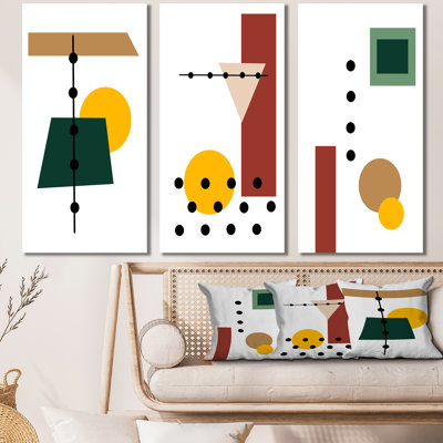Scandinavian Minimalistic Geometrics I - ensemble d'art moderne Mid-Century de 3 pièces